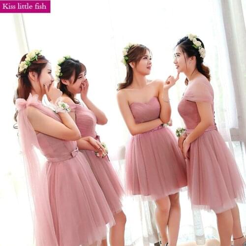 Free shipping New New dark pink short bridesmaid dresses Girls short dresses for wedding party