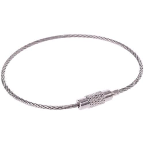 Stainless Steel Wire Keychain Cable Key Ring Chain Outdoor Luggage Tag Loop Rope