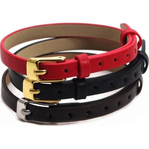 C.YIP KAN 6mm wide Belt bracelet Microfiber leather watchband bracelet Stainless steel fastener DIY accessories Bracelet jewelry