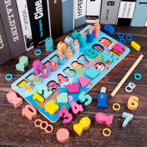 Wooden Math Early Learning Toys For Kids Educational Puzzle Board Count Number Alphabet Cognition Montessori Games Children Toy