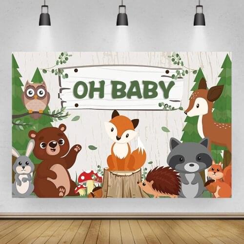Jungle Sarfai Newborn Baby Welcome Party Banner Backdrops Photography Cute Animals Customize Kids 1st Birthday Photo Backgrounds