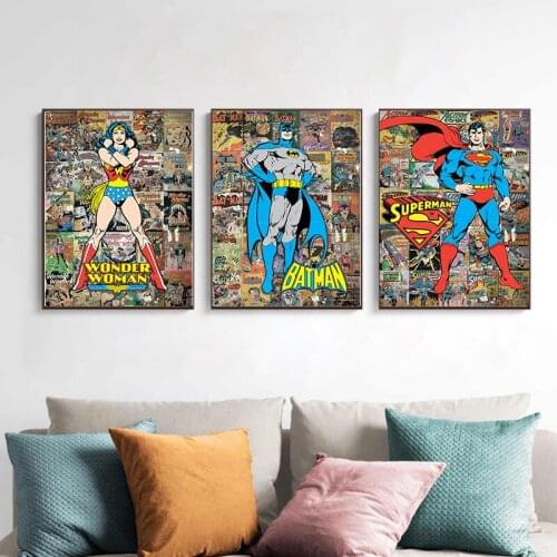 Graffiti Art Marvel Wonder Woman Comic Canvas Poster and Painting Print Wall Art Picture for Living Room Cuadros Home Decor