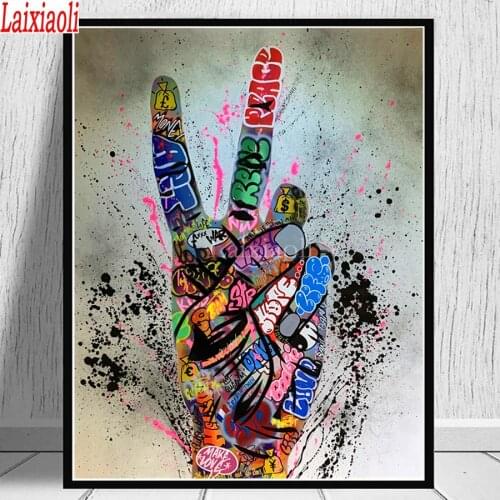 Graffiti Victory 5d diy diamond painting Cross Stitch crystal diamond puzzles diamond embroidery portrait 2020 New gift, decor
