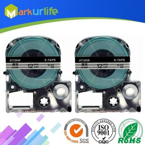 2 PCS/Lot Cassette Tape Compatible for EPSON LW-300 LW-400 LW-600P LW-700 LC-4WBN9 Printer (12mm x 8m, Black on Clear)