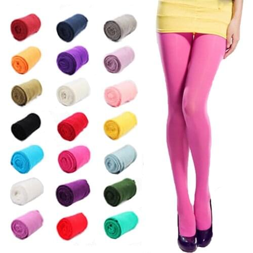 Sexy Women Opaque Footed Tights Pantyhose Thin Collant Female Candy Color Collants Elastic Medias