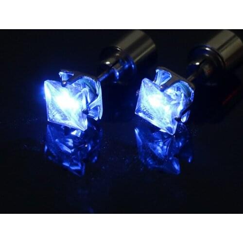 Square Korean Fashion Luminous Earrings, Nightclubs, Bars, Male and Female Personality Couples, Fashionable Luminous Earrings