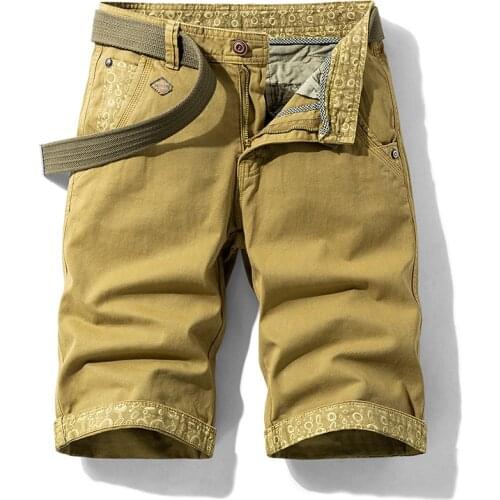 Luulla 2020 Summer New Men Fashion Stretch Cotton Cargo Shorts Men Casual Print Cuffs Legwear Shorts Big & Tall Plus Size 28-38