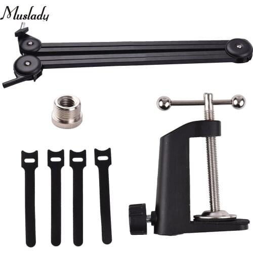 Muslady Microphone Stand Set Heavy Duty Mic Suspension Scissor Boom Arm with Clamp Sticky Tape for Singing Live Stream