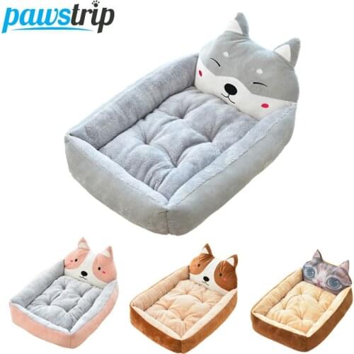 Pawstrip Cute Pet Winter Dog Bed Sofa Soft Warm Cat Bed House Cartoon Small Dog Bed Cushion Pet Sofa Bed For Dog Chihuahua Teddy