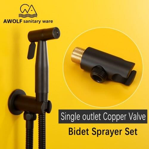 Matt Black Douche Kit Hand Held Toilet Bidet Sprayer Bathroom Copper Shattaf Shower Set Toilet Washer Cold Water Only AP2122
