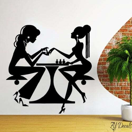 Beauty Salon Nail Manicure Wall Sticker Hair Nail Salon Wall Decor Vinyl Nail Beauty Shop Window Wall Decals Art Wallpaper L722