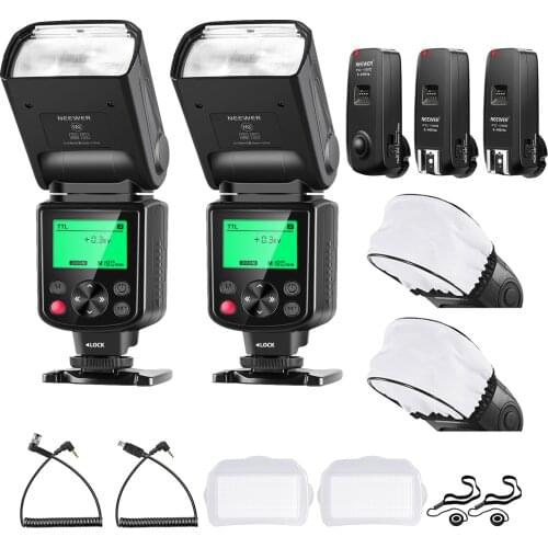 Neewer 750II i-TTL Flash Speedlite Kit for Nikon DSLR Camera,Includes: 2 Neewer 750II Flash+2.4G Wireless Trigger +N1/N3 Cables