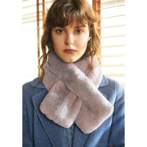 Solid Color Plush Scarf Fur Collar Ribbon Winter Hair Student Warm Cross Scarf Autumn 2021 New