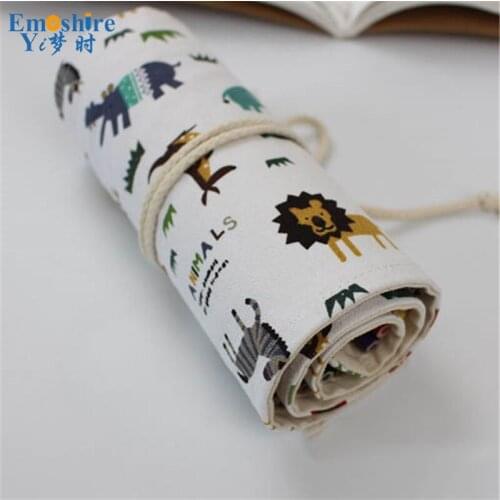 Paris Pen Bag Canvas Pencil Case 36/48/72 Holes Roll School Large Capacity Pencil Bag Escolar School Estuche Escolar B057