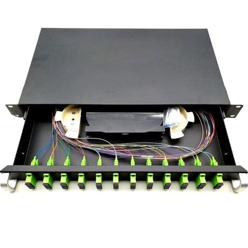 Manufacturing OEM/ODM Ftth 1U 19' 1*24 Fiber with SC LC FC ST connector UPC APC fiber optic patch panel