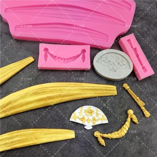 Lucky Totem Fan Shape Fondant Cake Silicone Mold Cupcake Jelly Candy Chocolate Decoration Baking Tool Moulds