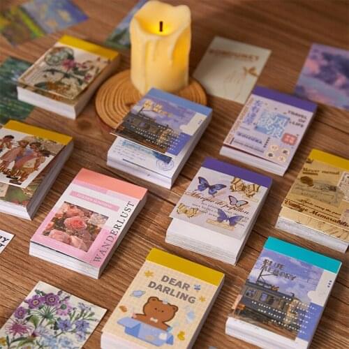 Vintage Material paper Decorative Sticker book Scrapbooking Stick Label Diary Album stationery Aesthetic Stickers Accessories