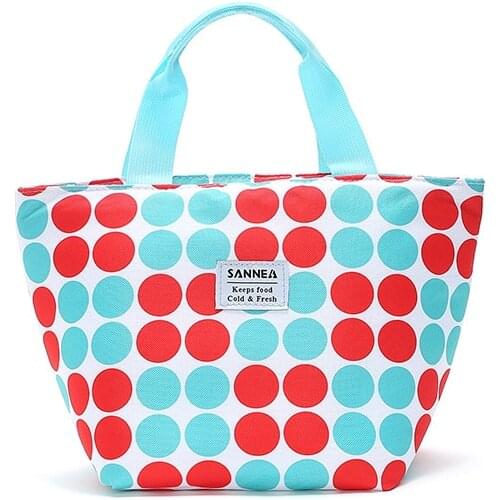 2021 New Lunch Box Cooler Bag Small Dot Pattern Portable Camping Food Oxford Thermal Bags