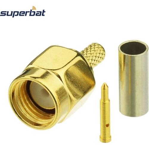 Superbat 10pcs SMA Crimp Plug Connector for Coaxial Cable RG316 RG174 RG188 LMR100