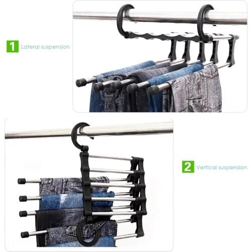 Clothes Organizer Rack Folding Stainless Steel Pants Hanger Jeans Organizer Space Saving Clothes Hanging Storage Rack