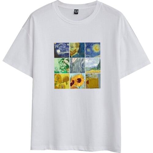 90s Vintage Tshirt Fashion Top Tees Female Van Gogh Harajuku Aesthetic Cotton T Shirts Women Oil Painting Ullzang Funny T-shirt