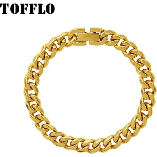 TOFFLO Stainless Steel Jewelry Exaggerated Link Chain Bracelet Womens Hip Hop Bracelet BSE227