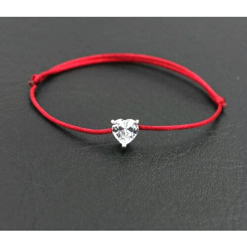 BPPCCR Shiny Crystal Zircon Love Heart Shape Charm Bracelet For Women Couples Lovers Red Rope Thread Wish Braided Bracelets Gift