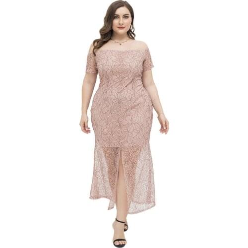 Womens Sexy Night Plus Size L-5XL Lace Dress Robe Plus Size XL-4XL XXL XXXL 3XL XXXXL Party Cocktail Fat Mother Of Bride Dresses