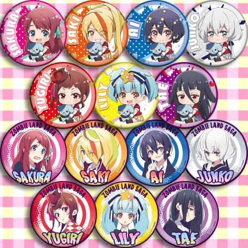 1pc 58mm Anime ZOMBIE LAND SAGA Minamoto Sakura Ai Mizuno Brooch Round Bagdes Icons