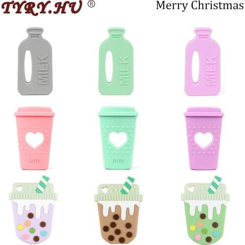 1pc Cartoon Teether Coffee Cup Baby Teething Toys For Childens Goods Christmas Gift BPA Free Food Grade Silicone Rodent
