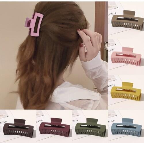 1Pc Korean Solid Big Hair Claws Elegant Frosted Acrylic Hair Clips Hairpins Barrette Headwear for Women Girls Hair Accessories