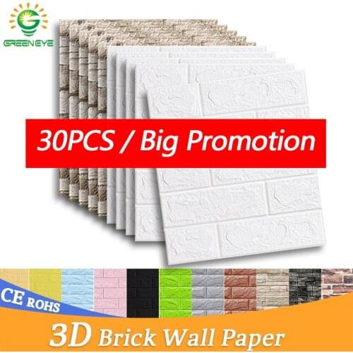 10/20/30Pcs Self-Adhesive 3D Brick paper DIY Waterproof Foam WallSticker Kids Room Kitchen Roof Ceiling Background Wall Decals