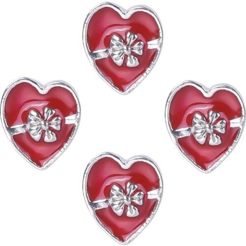 20Pcs/Lot F162 Enamel Bow Heart Loves FLoating Charms Making Metal Locket Gift Jewelry