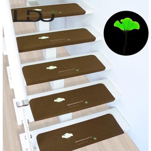 RULDGEE 5Pcs Home Luminous Self-adhesive Non-slip Stair Carpet for Living Room Cartoon Horse Pattern Stair Mat Protector Rug