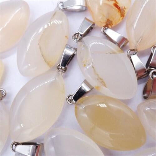50Pcs 28x15x6mm Wholesale Natural Agate Oval Pendant Bead DIY Earrings Jewelry Accessories S565
