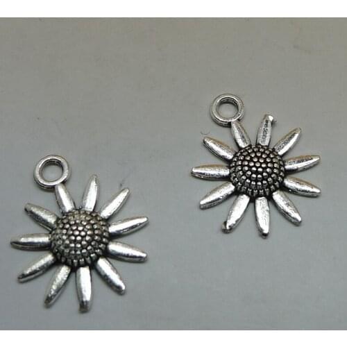 ALYMMO 8 Pcs/lot Vintage Silver Chrysanthemum Charms 24x20mm Turnsole Sunflower Charms Jewelry Supplies