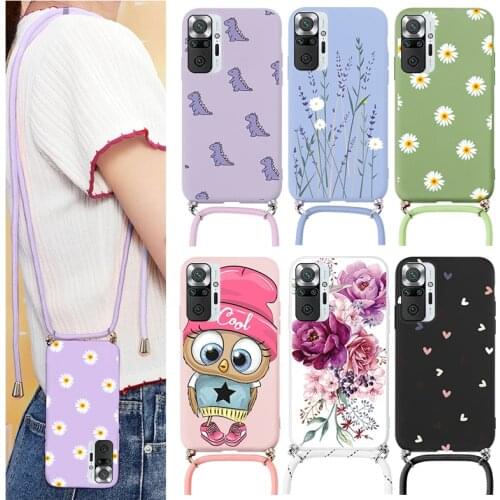 For Xiaomi Redmi Note 10 Pro Case 4G Chain Necklace Strap Cord Lanyard Cover For Redmi Note10Pro Soft TPU Back Cover Coque 6.67"