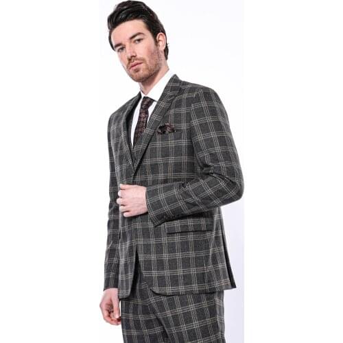 Black Checked Slim-Fit Blazer