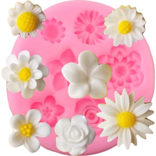 Flower Fondant Cake Decorating Tools DIY Wedding Cupcake Topper Silicone Molds Jelly Candy Polymer Clay Chocolate Gumpaste Mould