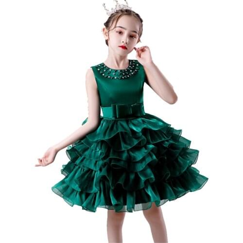 Flower Kids Dress for Girls Cake Tutu Party Princess Dress Girls Prom Formal Wedding Sleeveless Dress For 1-10 Yrs Girl Costume