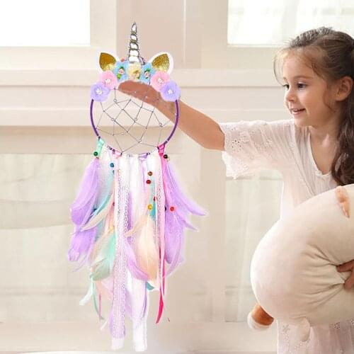 Unicorn Wind Chimes Macrame Feather Tassel Pendant Decor For Home Hanging Ornaments Bedroom Decor Background Dreamcatcher