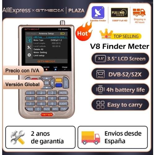 GTMEDIA V8 Finder Meter 3.5" LCD Digital Satellite Signal Finder DVB-S/S2/S2X 1080P Freesat Astra 19.2 Ship from Spain Germany