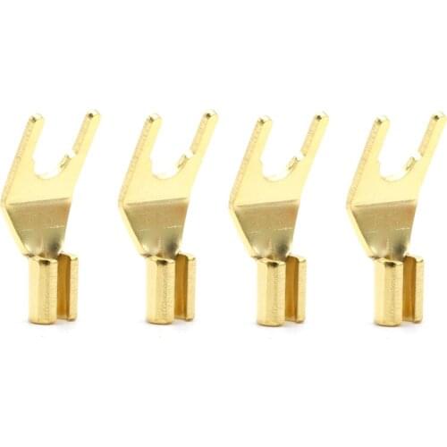 Hifi audio 4pcs gold plated Speaker Y Spade for speaker cable