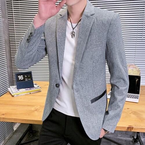 HOO 2022 Mens New Casual blazer Youth Slim Fit Trend Multicolor blazers