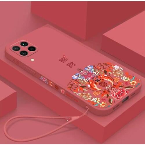 Chinese Auspicious Retro Palace Soft Gel Liquid Silicone Phone Cases For Huawei Nova6se Casing With Phone Straps