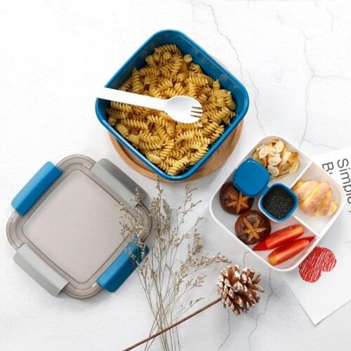 Japanese Style Lunch Box For Kids School Simple Double Layer Tableware Kitchen Food Container Microwaveable Bento Snack Box