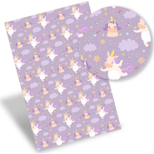 Faux Leather Sheets Unicorn Fox Synthetic Leather Printed Vinyl Fabric DIY Handbag Bow Making Supplies 22*30cm/Pc 0.8mm IBOWS