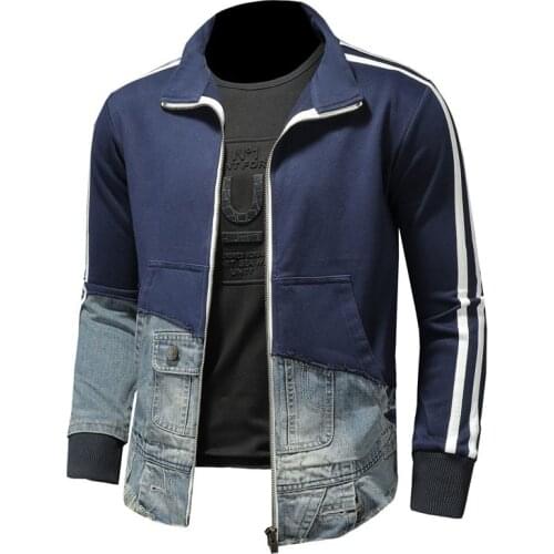 Mcikkny Men Fahsion Patchwork Denim Jacket And Coats Vintage Harajuku Outwear Tops For Male Streetwear