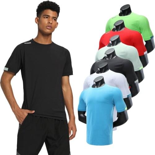 Running Shirt Men Compression Quick Dry Workout Shorts Sleeve Patchwork Gym Training Tees Two Color Man Fitness Shirts