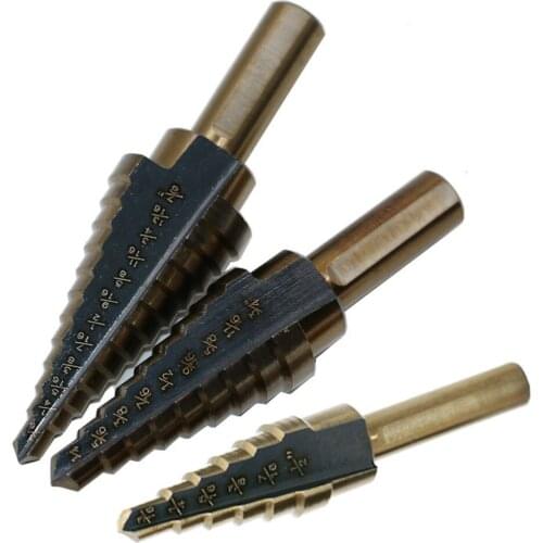 Round Handle Inch Step Drill Three-Piece set 1/2-3/16 3/4-1/4 7/8-3/16 Reamer 4241
